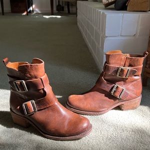 Kork-Ease Brown Leather Buckle Ankle Books